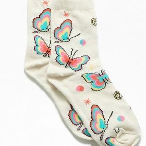 Pacsun Trippy Butterfly Crew Socks, OneSize